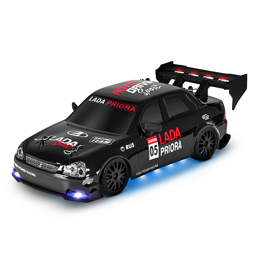 AUTODRIVE Р/У Машина для дрифта LADA Priora,1:24,2.4GHz,4WD,свет,с аккум, цвет черный, в/к 20,5*10,5*11,5см в Джамбо Тойз #5
