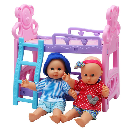 Набор "Две куклы пупса с двухэтаж.кроваткой и аксс.", в/к 72х11х35 см в Джамбо Тойз #6