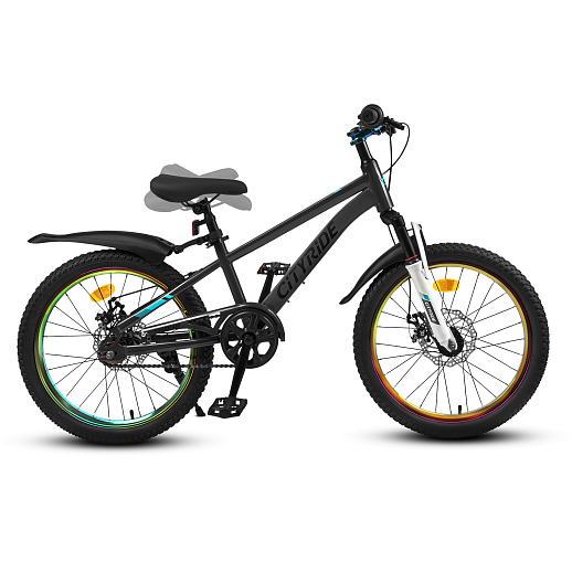 Велосипед CITYRIDE 20", модель CR-B2-12F2, рама сталь, обода двойные алюминий, амортизационная вилка, дисковые мех. тормоза цвет серый в Джамбо Тойз #12