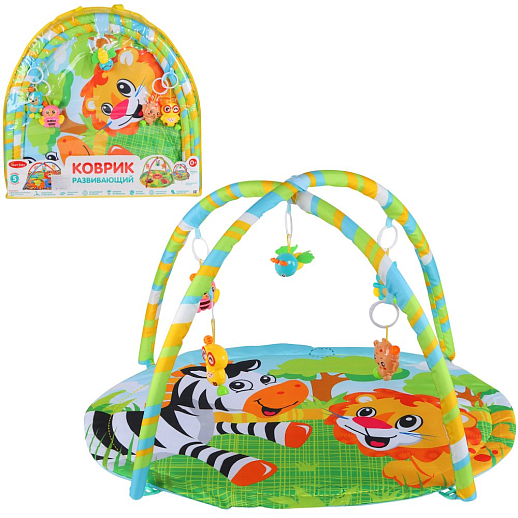 ТМ "Smart Baby"  Детский развивающий коврик с игрушками-погремушками, размер коврика 82х64 см, в/п  60х63х4см в Джамбо Тойз