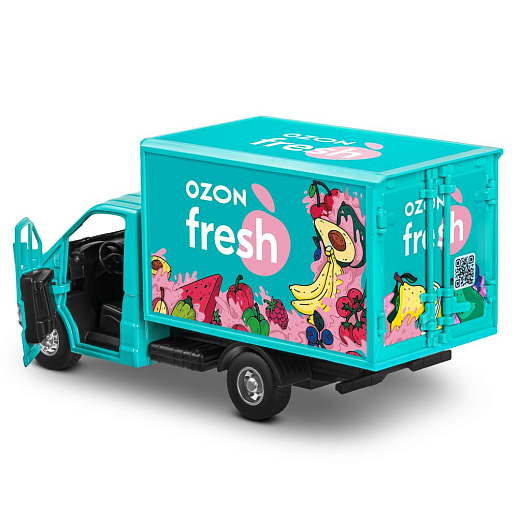 ТМ "Автопанорама" Машинка металлическая 1:28 ГАЗель NEXT OZON fresh, зеленый, откр. двери, задняя дверка фургона, свет, звук, инерция, в/к 24*14*12 см в Джамбо Тойз #17