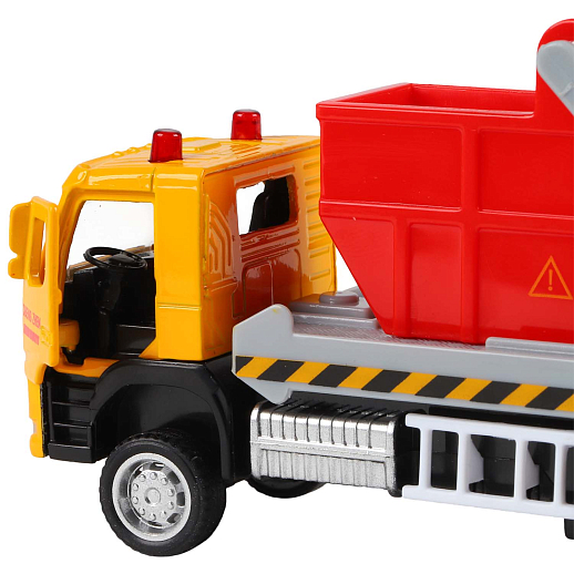 ТМ "Автопанорама" Машинка металлическая 1:72 VOLVO FM "Мусоровоз", цвет желтый, откр. двери, инерция, в/к 17,5*13*6,5 см в Джамбо Тойз #7