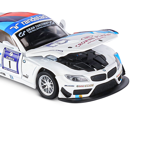 ТМ "Автопанорама" Машинка металлическая 1:32 BMW Z4 GT3, белый, свет, звук, откр. двери и капот, инерция, в/к 17,5*13,5*9 см в Джамбо Тойз #18