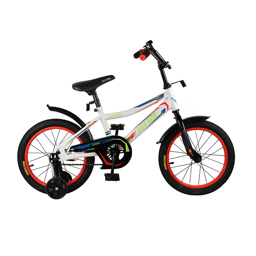 Детский велосипед City-Ride Spark , рама сталь , диск 16 сталь , крылья пластик, страх.колеса, цвет Белый в Джамбо Тойз