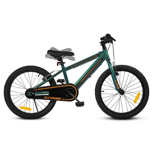 Велосипед двухколесный CITYRIDE, модель CR-B2-10FU, рама сталь, колеса алюминий 20", v-brake тормоза, встроенная в раму подсветка, подножка, цвет зеленый металлик в Джамбо Тойз #3