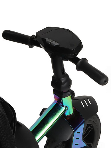 Детский трехколесный велосипед с ручкой CITY-RIDE LUNAR. Поворотное сиденье 360, складная крыша D600, подножки, надувные колеса 12/10, фара, цвет бензин в Джамбо Тойз #7