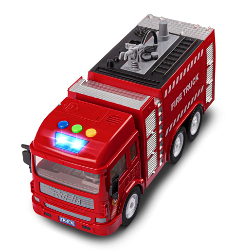 Фрикционная машина "Пожарная" на бат.,со светом и звуком, стреляет водой, красный, в/к 35,5х12,5х19,5 см в Джамбо Тойз #3