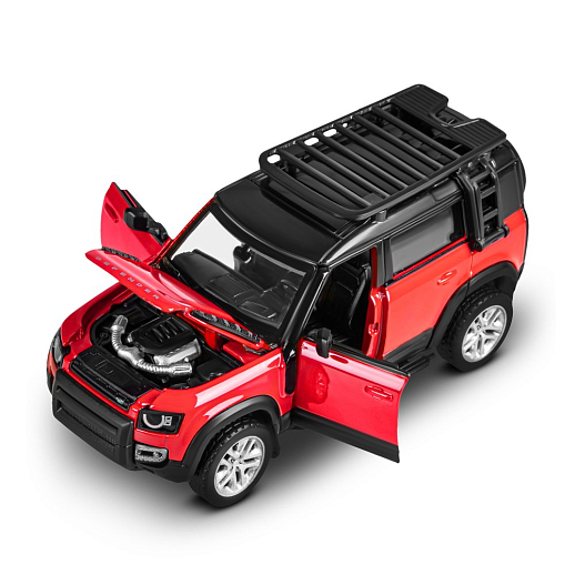 ТМ "Автопанорама" Машинка металлическая 1:43 2020 Land Rover Defender 110, красный, тюнинг, откр. двери, свободный ход колес, в/к 23,5*10*4 см в Джамбо Тойз #5
