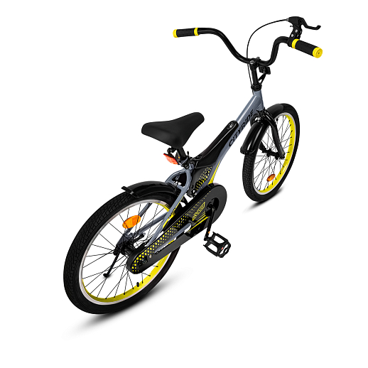 Детский велосипед "Cityride REVO", модель CR-B2-05, рама сталь, кожух цепи 100%, обода алюм. 20", втулки сталь, покрышки 2,125, подножка, руль сталь. вынос сталь, задние ножные тормоза, передний клещевой, крылья пластик, отражатели пер/зад и на спицах, цвет серый-жёлтый в Джамбо Тойз #5