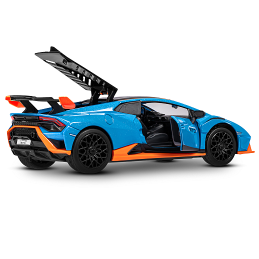 ТМ "Автопанорама" Машинка металлическая, 1:32 Lamborghini STO, голубой, принт, откр. двери и багажник, свет, звук, инерция, в/к 17,5*12,5*6,5 см в Джамбо Тойз #18