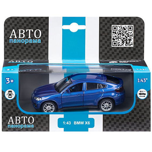 ТМ "Автопанорама" Машинка металлическая 1:43 BMW X6,синий, откр. двери, инерция, в/к 17,5*12,5*6,5 см в Джамбо Тойз #4