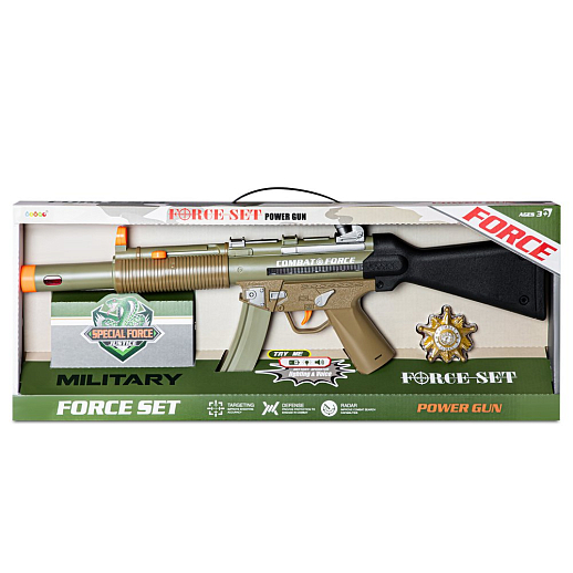 Автомат на батарейках, звук свет, значок в комплекте, бежевый, 61*24*5 см, в/к в Джамбо Тойз #7