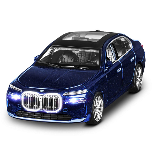 ТМ "Автопанорама" Машинка металлическая, 1:24 BMW I7, голубой, откр. двери и капот, свет, звук, свободный ход колес, в/к 24,5х12,5х10,5 см в Джамбо Тойз #6