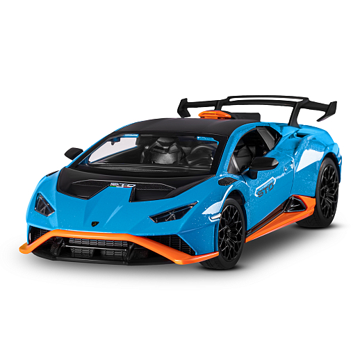 ТМ "Автопанорама" Машинка металлическая, 1:24  Lamborghini  Huracán STO, голубой, откр. двери и капот, свет, звук, свободный ход колес, в/к 24,5х12,5х10,5 см в Джамбо Тойз #5
