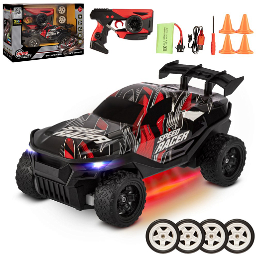 AUTODRIVE_Р/у внедорожник для дрифта,3 скорости,2.4GHz,4WD,свет.индикация скорости,запасн.колеса,с аккум.,цвет красный,в/к 26*16*18,5см в Джамбо Тойз