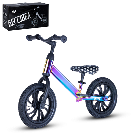 Беговел "CITYRIDE REVO" air 12". Рама сталь, вынос, диск пластик. Сиденье с эксцентриком. Цвет бензин синий в Джамбо Тойз #6