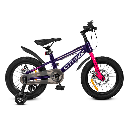 Двухколесный велосипед CITYRIDE, модель CR-B2-10, колеса 16 дюймов, рама сталь, дисковые механические тормоза, свет в раме, балансирные колеса, BT, цвет фиолетовый в Джамбо Тойз #6