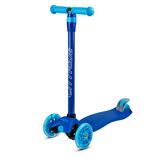 Самокат трехколесный CityRide, пакет, Дека: PP+нейлон, колеса PU 120/76 свет, руль  металл телеск., цвет синий в Джамбо Тойз #4