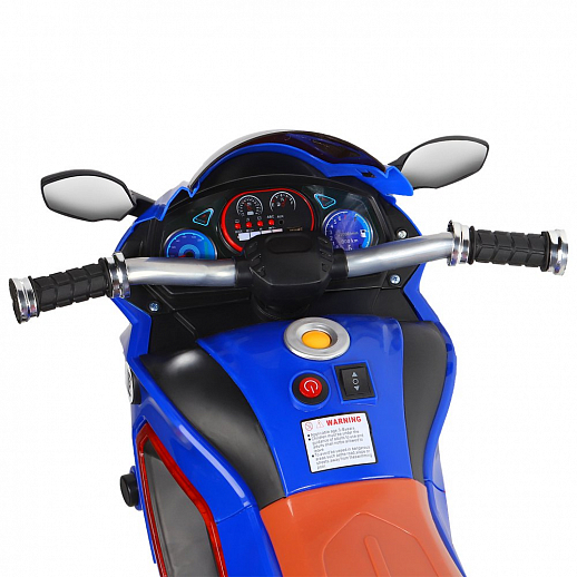 Электромотоцикл детский трехколесный на аккумуляторе с функцией водяного пара, USB, MP3, колеса пластик, свет LED. Цвет синий в Джамбо Тойз #6
