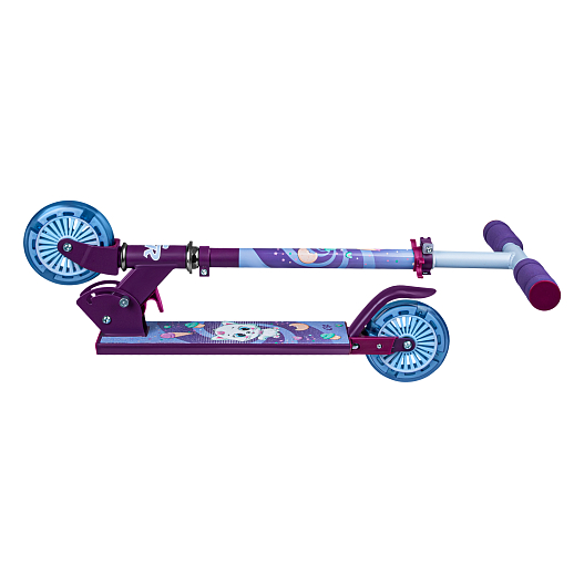 Двухкол. самокат CITYRIDE, ал. 50/50% , t-bar алюм, дека сталь, грипсы 95мм TPR, колеса PVC 120/120 мм, фиолетовый с принтом в Джамбо Тойз #6