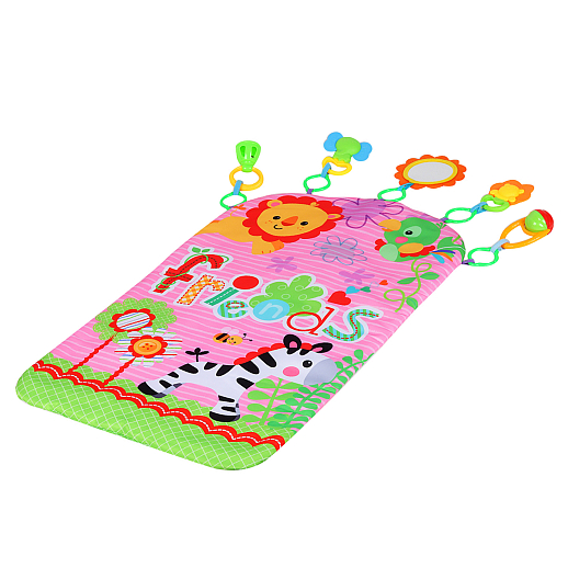 Детский развивающий коврик "Животные", овальной формы,   подушечка и подвески в комплекте, цвет розовый,  38*8*25 см в Джамбо Тойз #11