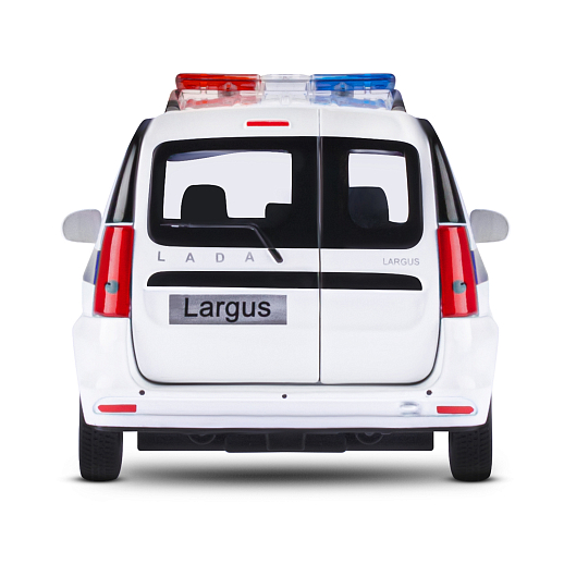 Машинка металлическая Автопанорама, инерционная, коллекционная модель LADA LARGUS, масштаб 1:24, "Полиция", свет, звук, открываются 4 двери, капот, багажник, белый, в/к 24,5*12,5*10,5 см в Джамбо Тойз #11