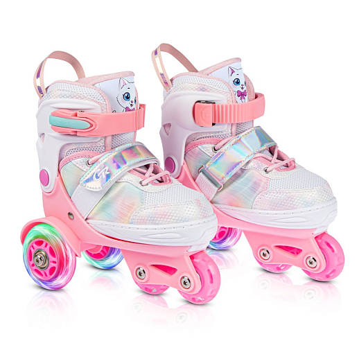 Набор роликов-квадов CITYRIDE, с принтом кошки, шлем, комплект защиты, сумка, колёса PU, текстильный мысок, подшипники ABEC7, розовый-белый, в/к 5сл гофорокартон в Джамбо Тойз #3