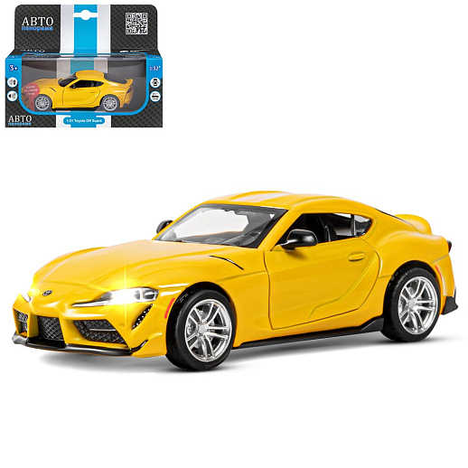 ТМ "Автопанорама" Машинка металлическая 1:31 Toyota Supra [US], желтый, откр. двери, свет, звук, инерция в/к 17,5*13,5*9 см в Джамбо Тойз