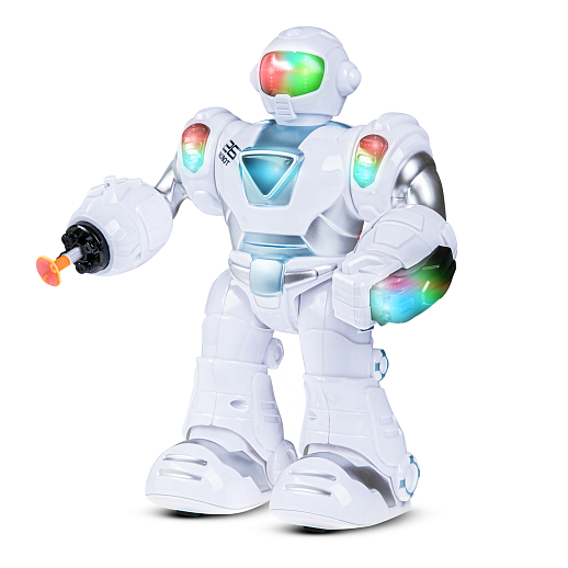 Робот на батарейках, стреляет ракетами, ходит, свет, звук, цвет белый/голубой, в/к 22*19*11,3см в Джамбо Тойз #11