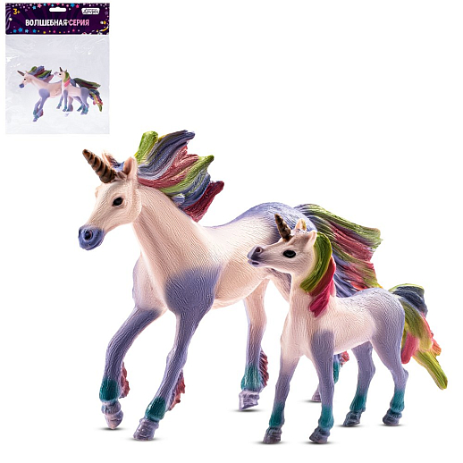 ТМ "КОМПАНИЯ ДРУЗЕЙ", серия "Животные планеты Земля", набор "Единорог и жеребенок", сиреневый, в/п 18*15*4 см в Джамбо Тойз