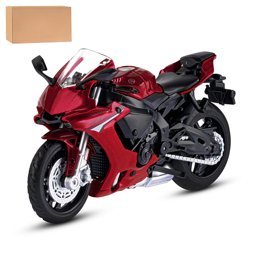 Игрушка для детей: Мотоцикл металлический 1:18 YAMAHA, цвет красный, свободный ход колес, артикул JB1251766 в Джамбо Тойз