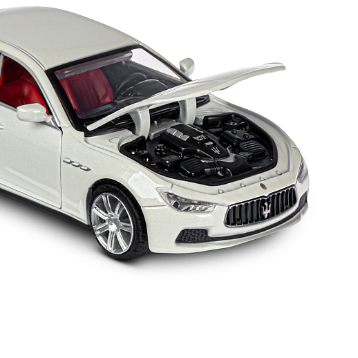 ТМ "Автопанорама" Машинка металл.1:32 Maserati Ghilbi, белый, откр. двери, капот и капот, свет, звук, инерция в/к 18*9*13,5 см в Джамбо Тойз #18