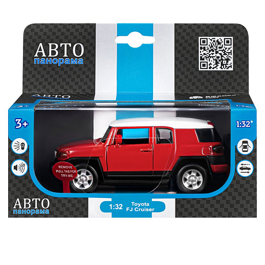 ТМ "Автопанорама" Машинка металлическая  1:32 Toyota FJ Cruiser, красный, свет, звук, откр. двери, инерция, в/к 17,5*13,5*9 см в Джамбо Тойз #3