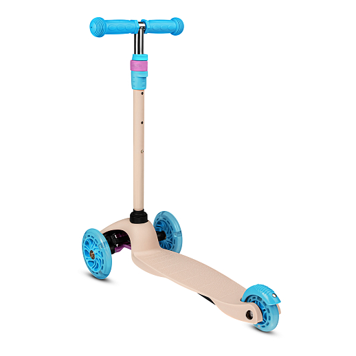 Самокат трехколесный CityRide, пакет, Дека: PP+нейлон, колеса PU 120/76 свет, руль  металл телеск., цвет бежевый в Джамбо Тойз #8