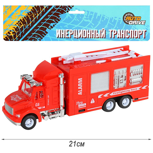 AUTODRIVE Машина Пожарная 21см инерционная, в/п 28,4*7,5*22,5см, , в Джамбо Тойз