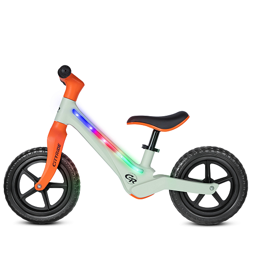 Беговел Cityride, модель CR-BB-07, рама пластик, колеса PU 12", свет, цвет оранжевый-зеленый в Джамбо Тойз #6