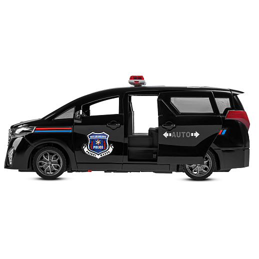 Р/у микроавтобус, двери-купе открываются с пульта, свет фар, передние двери/дверь багажника откр. вручную, цвет черный, Полиция, в/к 28*12*11см в Джамбо Тойз #9
