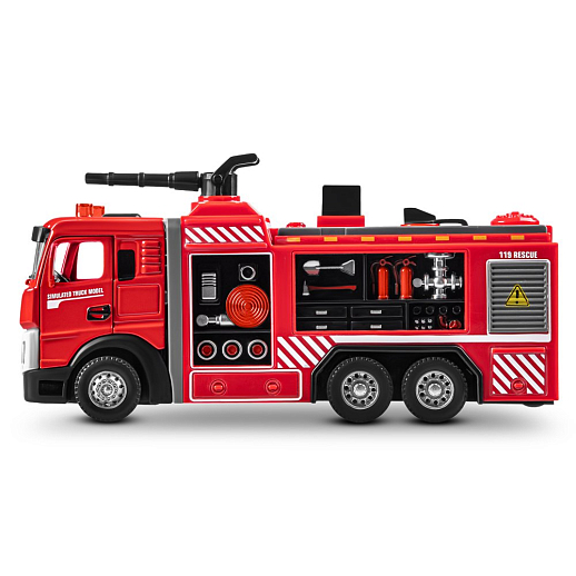 Пожарная металлическая машинка , красный, откр. двери, инерция, спрей, 22*6,5*11 см, в/к в Джамбо Тойз #4