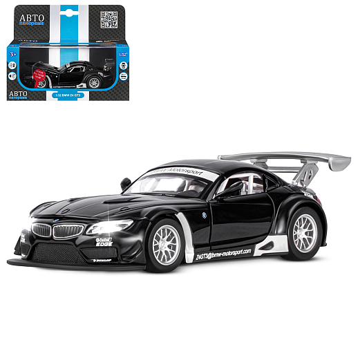 ТМ "Автопанорама" Машинка металлическая 1:32 BMW Z4 GT, черный, свет, звук, откр. двери и капот, инерция, в/к 17,5*13,5*9 см в Джамбо Тойз