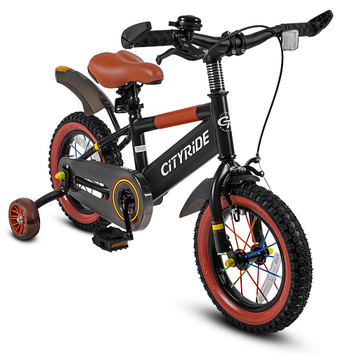 Велосипед двухколёсный CITYRIDE, модель CR-B2-07F52, колеса 12", рама сталь, колеса сталь, балансирные колеса со светом, маячок в заднем крыле, цвет чёрный в Джамбо Тойз #8
