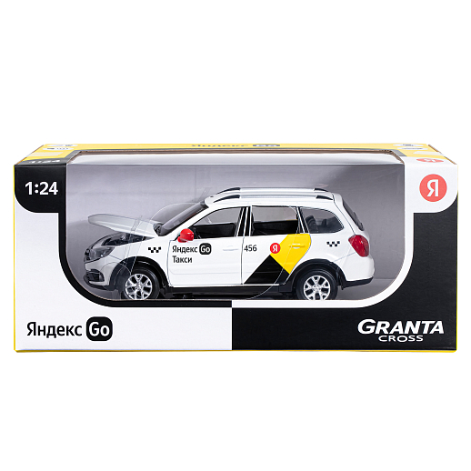 Машинка металлическая Яндекс Go, инерционная, коллекционная модель 1:24 LADA GRANTA CROSS, цвет белый, открываются 4 двери, капот, багажник, свет, звук, в/к 24,5*12,5*10,5 см в Джамбо Тойз #3