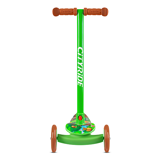 Трехколесный самокат  Материал: полипропилен + сталь, Размер изделия: 60x27x63см,Размер деки: 12,5 см Переднее колесо: 120x23 мм из пвх, заднее колесо: 97x23 мм из пвх Подшипник: ABEC-7 Максимальная нагрузка: 50 кг, зеленый в Джамбо Тойз #5