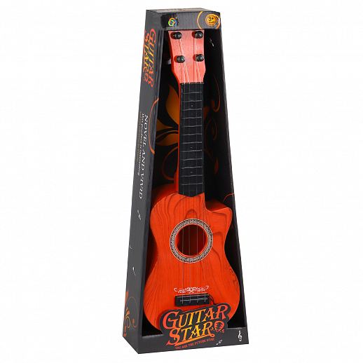 Гитара детская четырехструнная, пластик, цвет оранжевый, в/к 17*6*48 см в Джамбо Тойз
