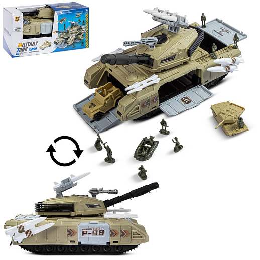 Боевая машина-гараж с транспортом, 2 машинки в комплекте, откидываются борта и люки, в/к 28,7*12,9*14,7 см в Джамбо Тойз