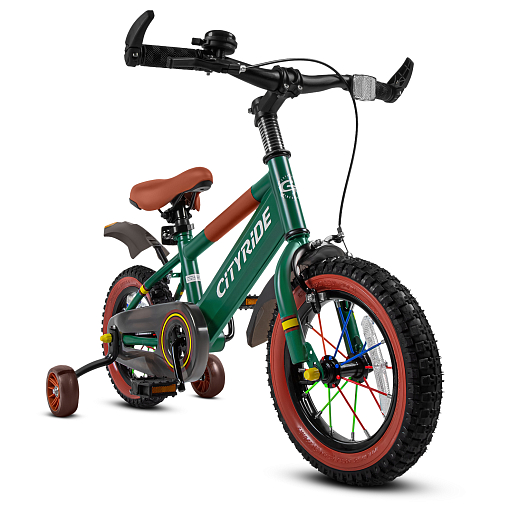 Велосипед двухколёсный CITYRIDE, модель CR-B2-07F52, колеса 12", рама сталь, колеса сталь, балансирные колеса со светом, маячок в заднем крыле, цвет зеленый в Джамбо Тойз #5