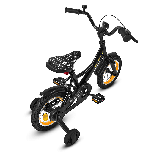Велосипед двухколёсный CITYRIDE, модель CR-B2-04F7, рама сталь, колеса алюминий 12", цвет чёрный-оранжевый в Джамбо Тойз #3