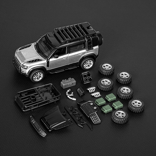 ТМ "Автопанорама" Машинка металлическая 1:43 2020 Land Rover Defender 110, серый, тюнинг, откр. двери, свободный ход колес, в/к 23,5*10*4 см в Джамбо Тойз #22