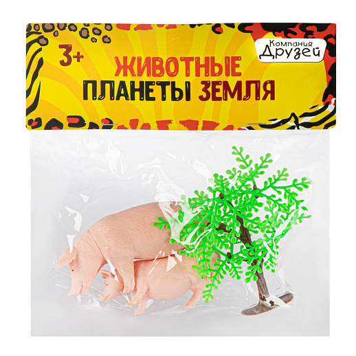 ТМ "КОМПАНИЯ ДРУЗЕЙ", серия "Животные планеты Земля", набор "Мама и малыш" Свиньи 2 шт (3 предмета) 8-11 см в/п 21х21 см в Джамбо Тойз #3