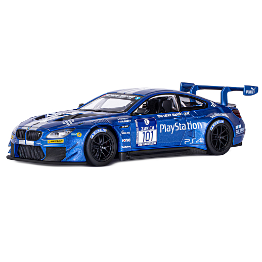 ТМ "Автопанорама" Машинка металлическая, 1:24, BMW M6 GT3, синий, откр. двери и капот, свет, звук, свободный ход колес, в/к 24,5 х 12,5 х 10,5 см в Джамбо Тойз #2