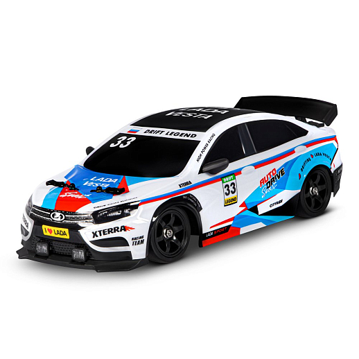 AUTODRIVE Р/У Машина для дрифта LADA Vesta с паром,1:16,2.4GHz,4WD,запасн.колеса 4шт.,свет,с аккум,в/к 31*15*15см в Джамбо Тойз #9
